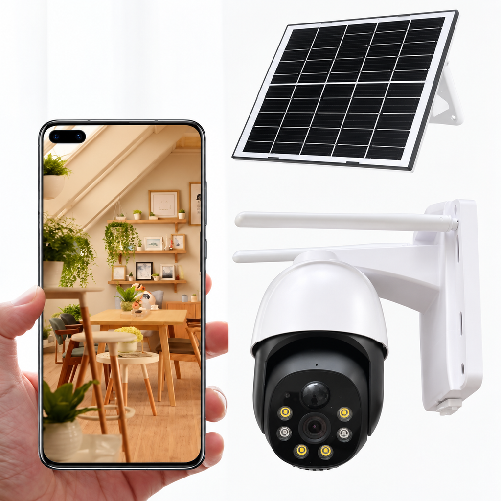 Cámara de Seguridad Solar PTZ 360° con Visión Nocturna – Control desde el Celular