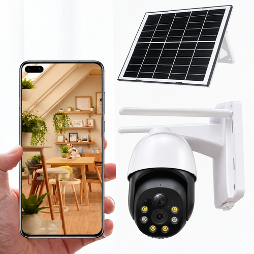 Cámara de Seguridad Solar PTZ 360° con Visión Nocturna – Control desde el Celular